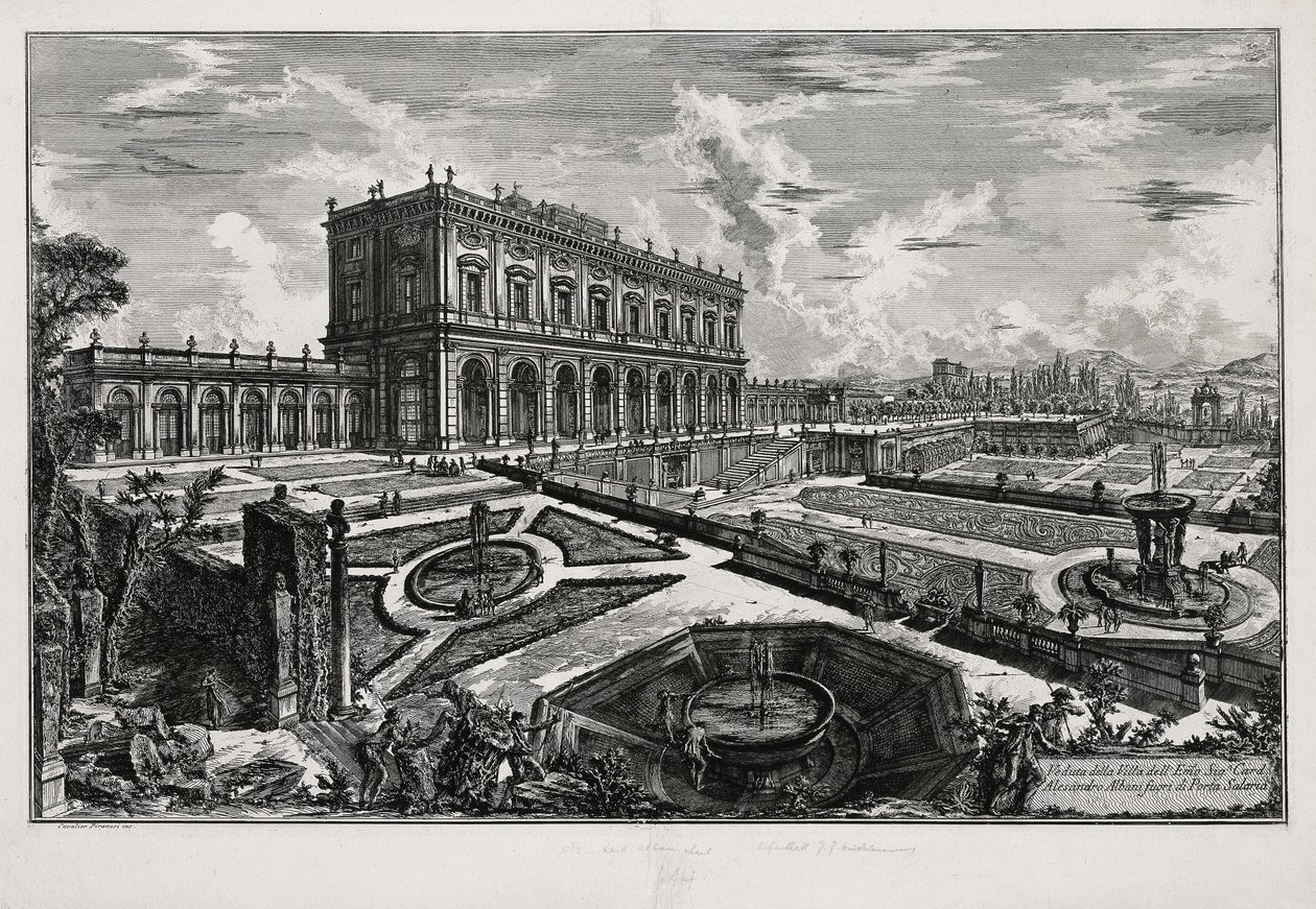 Gezicht op de Villa Albani vóór de Porta Salaria (uit: Vedute di Roma) door Giovanni Battista Piranesi