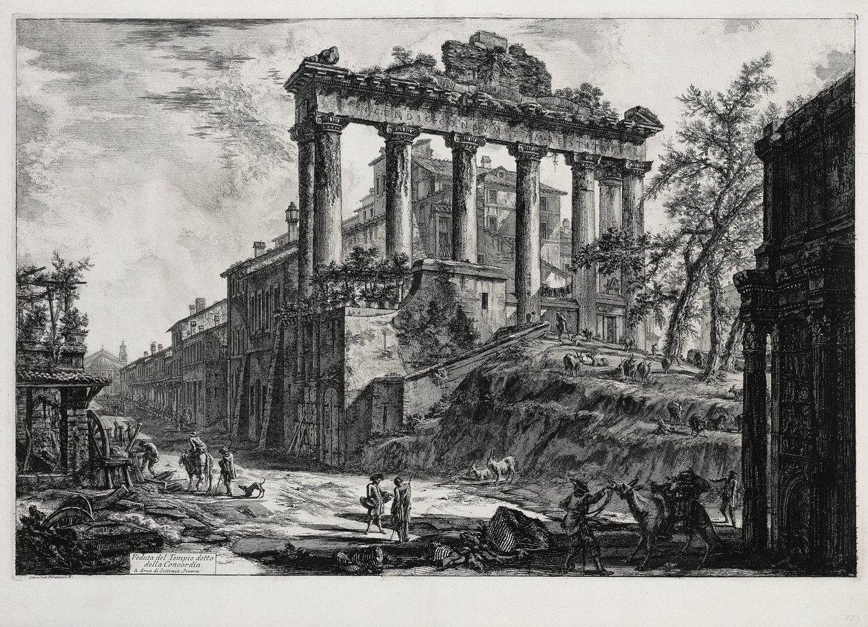 Gezicht op de Tempel van Concordia (uit: Vedute di Roma) door Giovanni Battista Piranesi