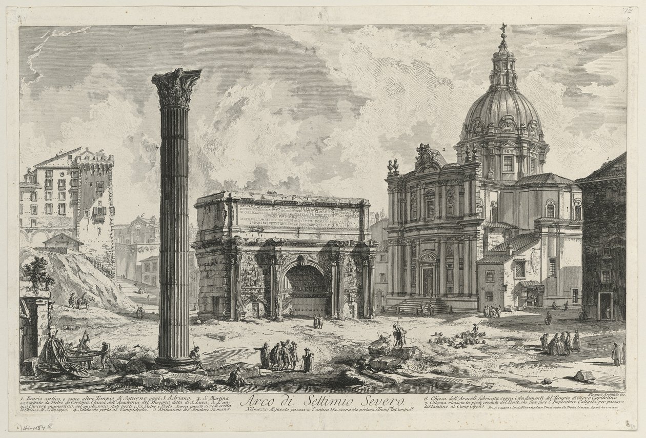 Gezicht op de Boog van Septimius Severus door Giovanni Battista Piranesi