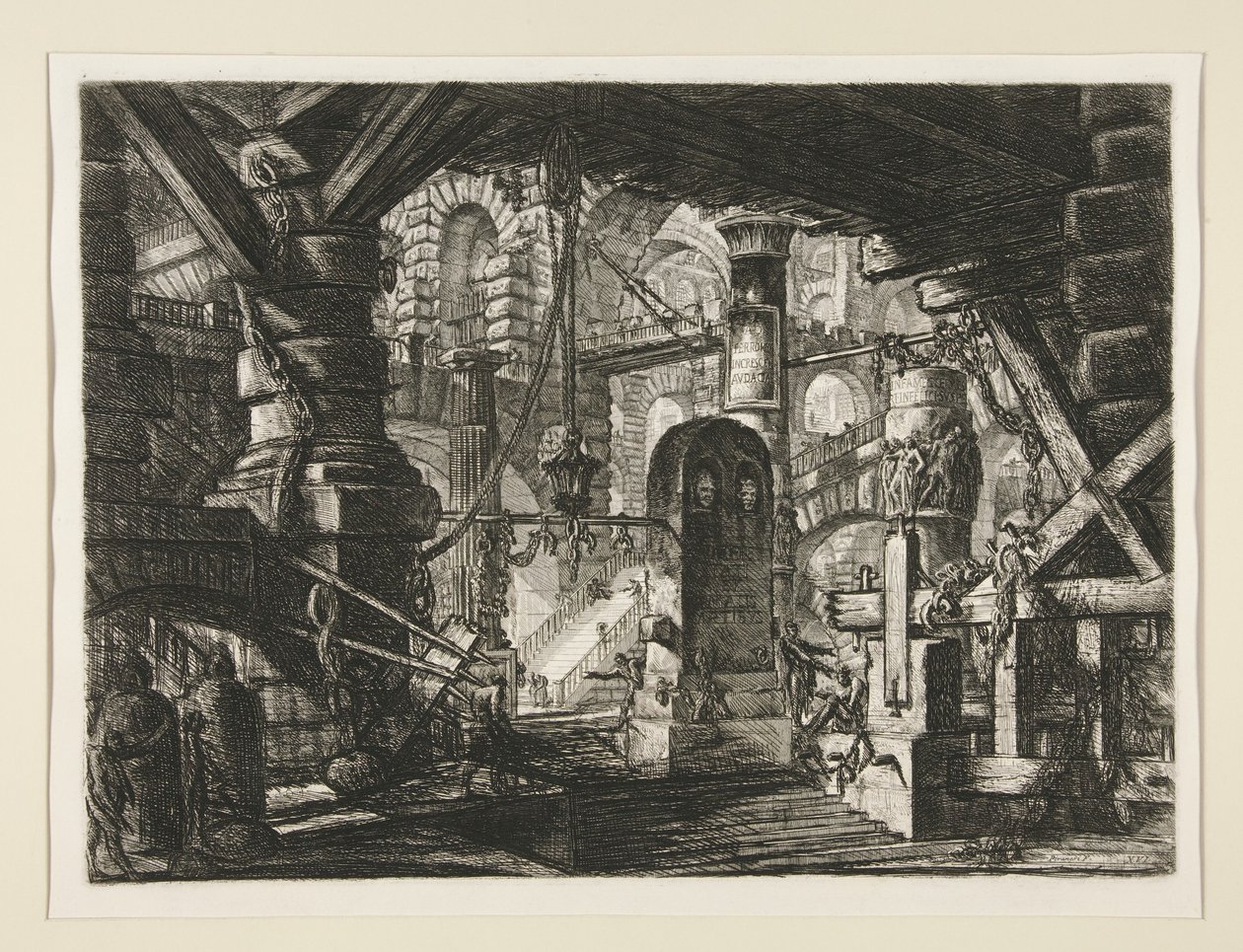 Carceri, XVI: De pier met kettingen door Giovanni Battista Piranesi