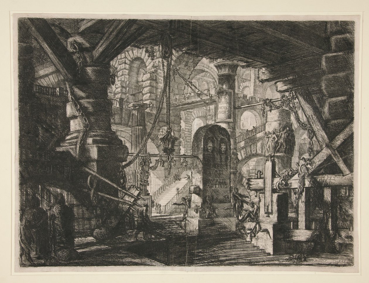 Carceri, XVI: De steiger met kettingen door Giovanni Battista Piranesi