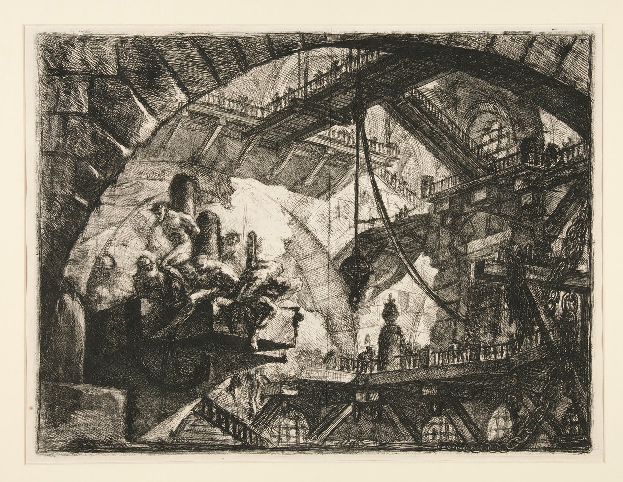 Carceri, X: Gevangenen op een uitstekende platform door Giovanni Battista Piranesi