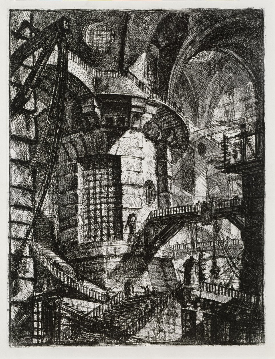 Fantasiegevangenissen: Cilindrische toren door Giovanni Battista Piranesi