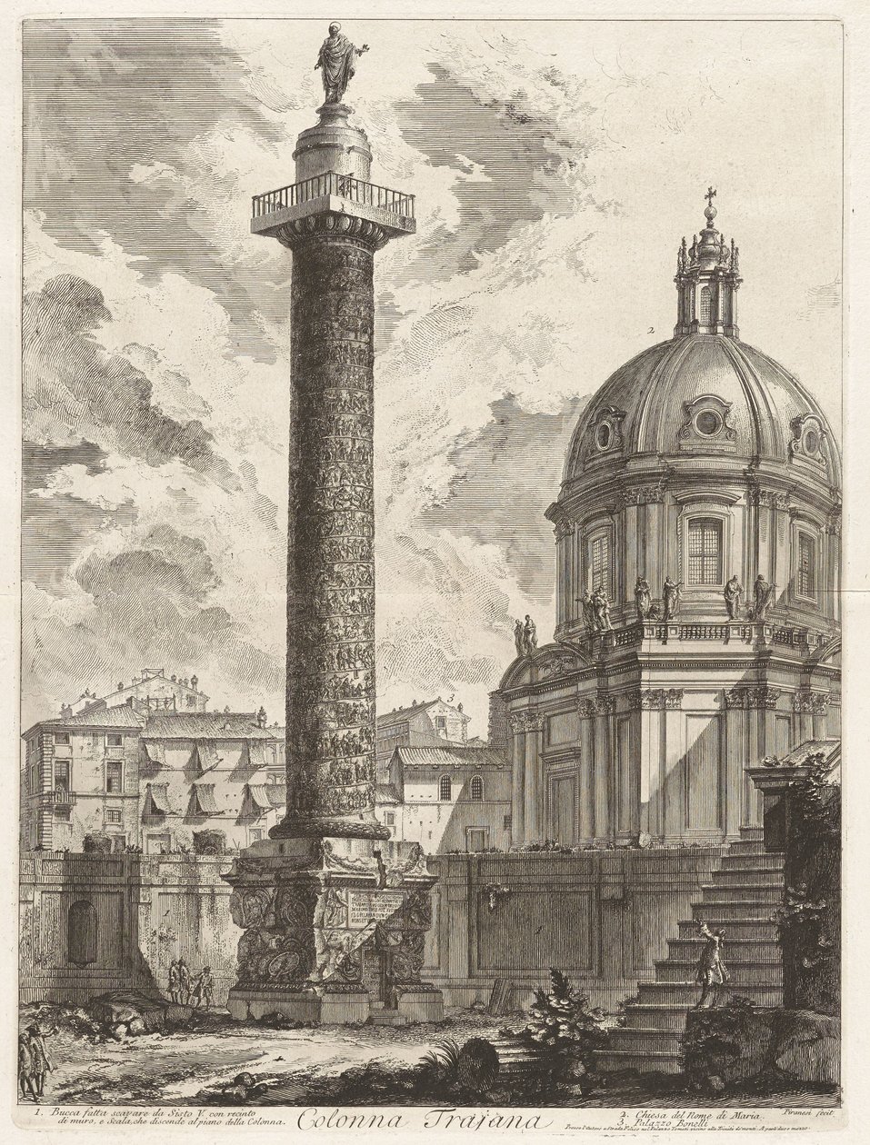 Zuil van Trajanus, uit Vedute di Roma (Gezichten op Rome) door Giovanni Battista Piranesi