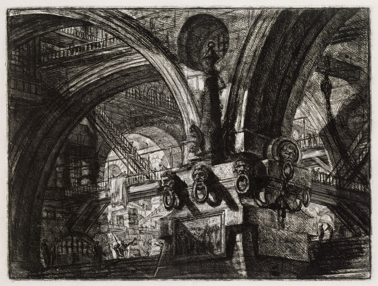 De pijler met de lamp (Blad 15 in: Carceri d