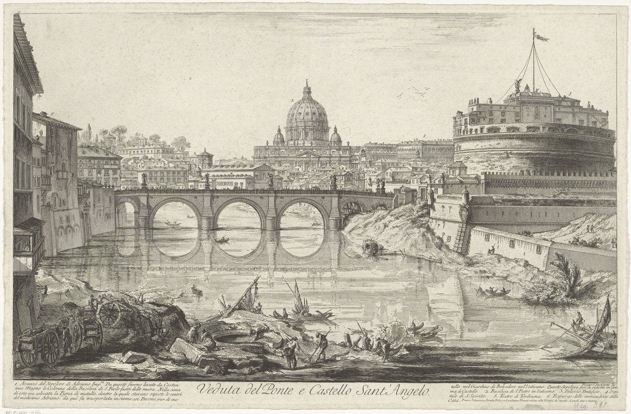 Engelenbrug en Engelenburcht te Rome (Gezichten op Rome) door Giovanni Battista Piranesi