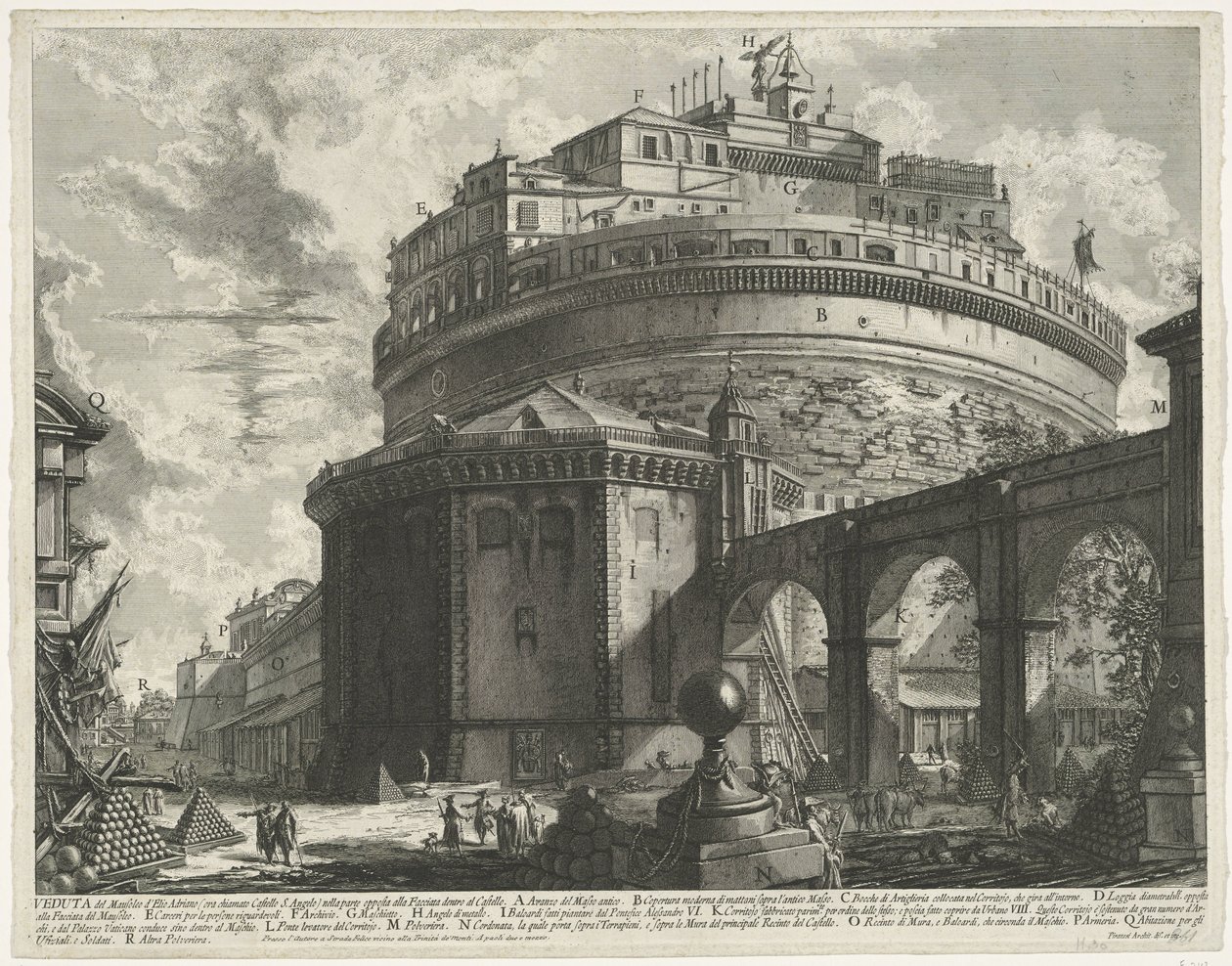 Engelenburcht te Rome door Giovanni Battista Piranesi