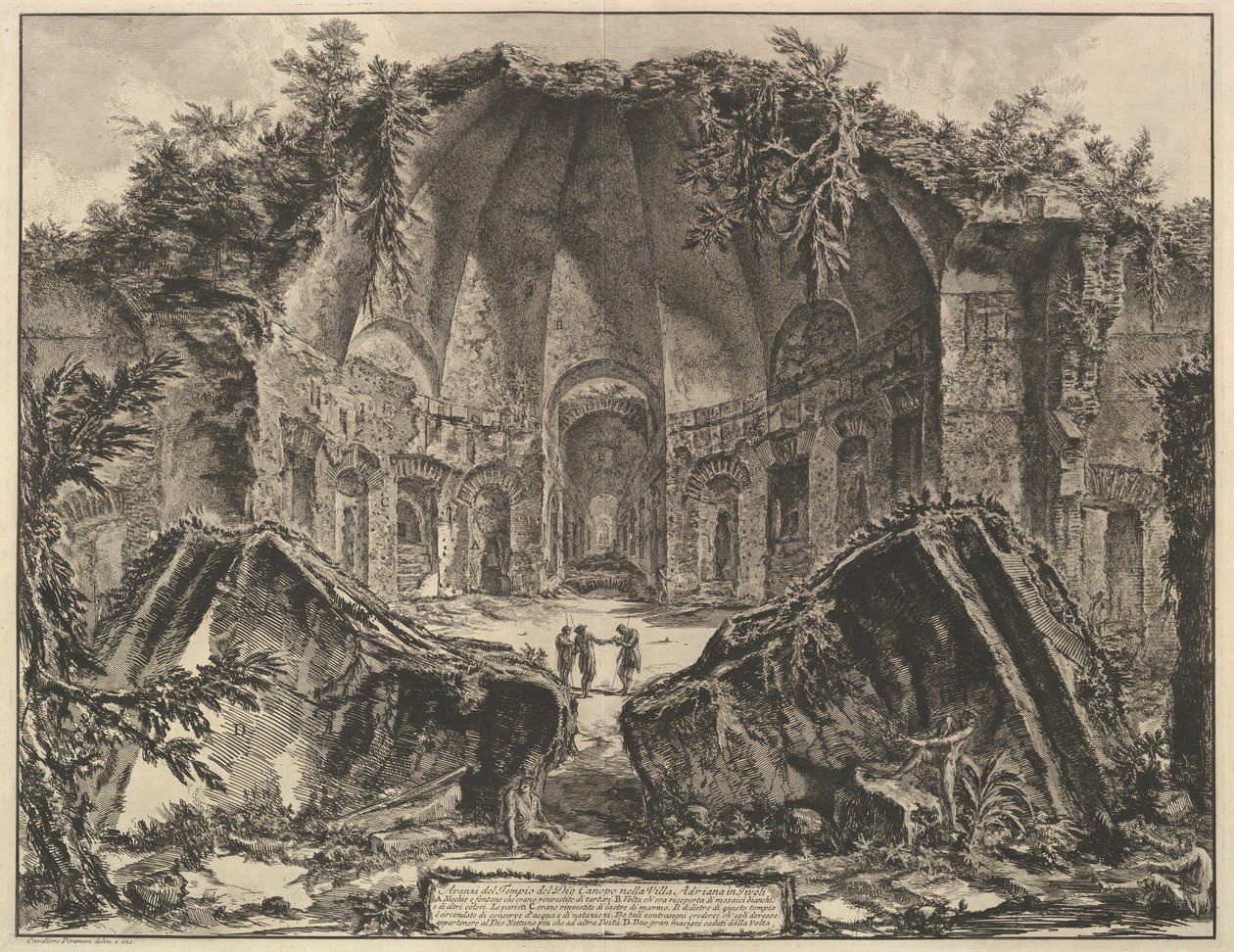 Villa van Hadrianus: De Canopus Avanzi del Tempio Dio Canopo in de Villa Adriana in Tivo door Giovanni Battista Piranesi