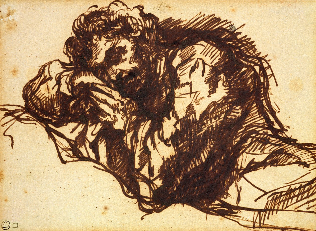 Halflang portret van een man die voorover buigt door Giovanni Battista Piranesi