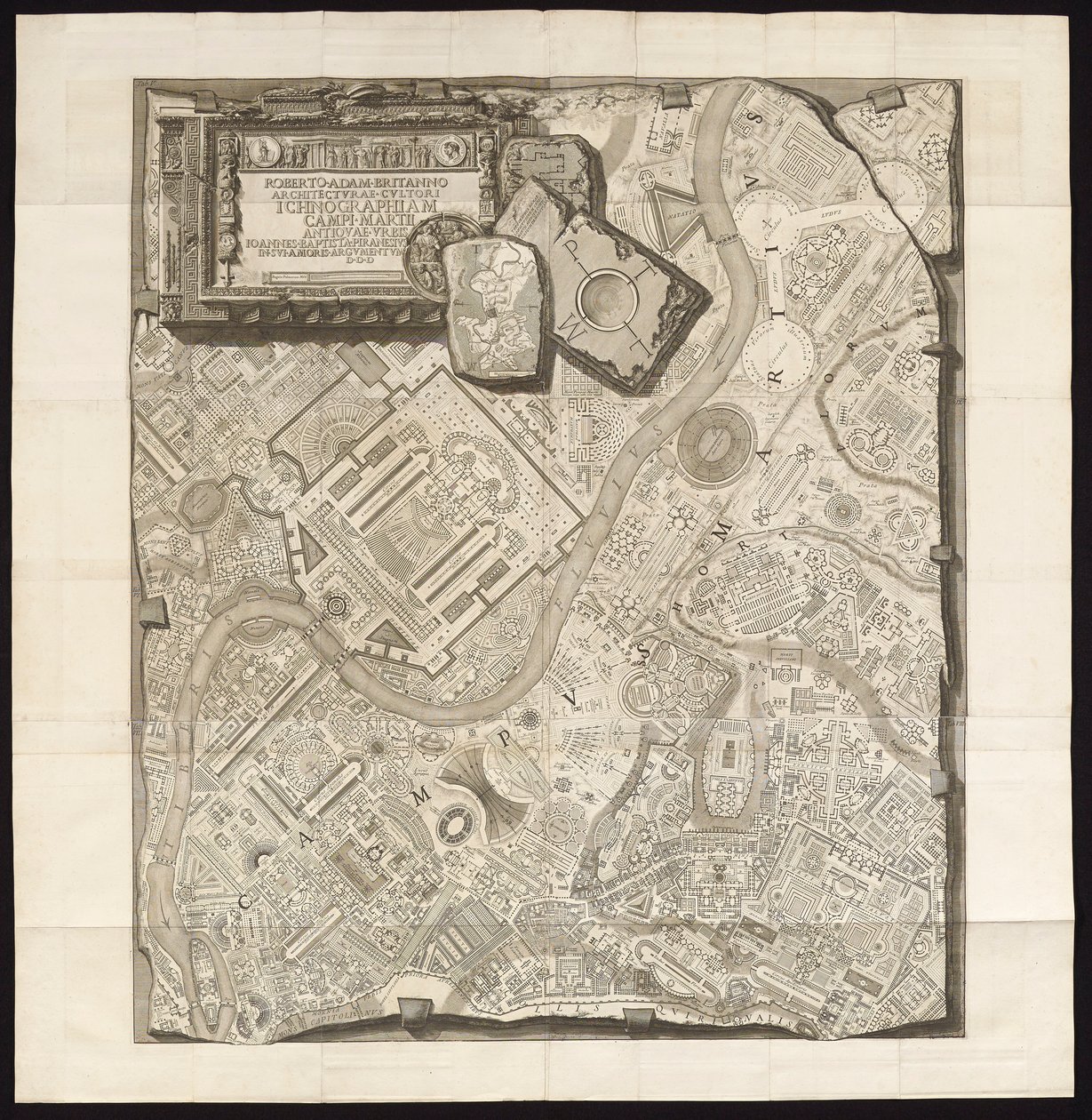 ICHNOGRAPHIAM CAMPI MARTII ANTIQUAE URBIS (Ichnografie van het Marsveld van de Oude Stad) door Giovanni-Battista Piranesi