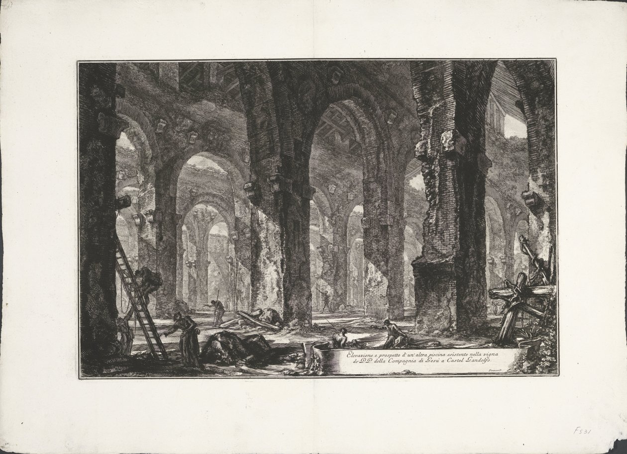 Interieur van badhuis in Castel Gandolfo door Giovanni Battista Piranesi
