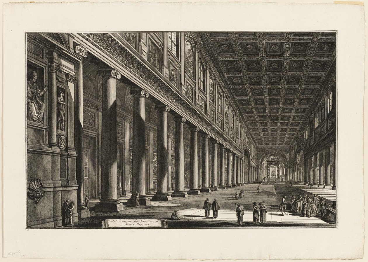 Interieur van de Basiliek van S. Maria Maggiore, uit 