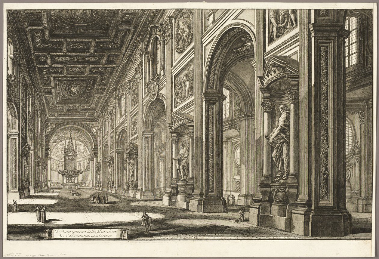 Interieur van de Basiliek van Sint-Jan van Lateranen, uit Zichten van Rome door Giovanni Battista Piranesi