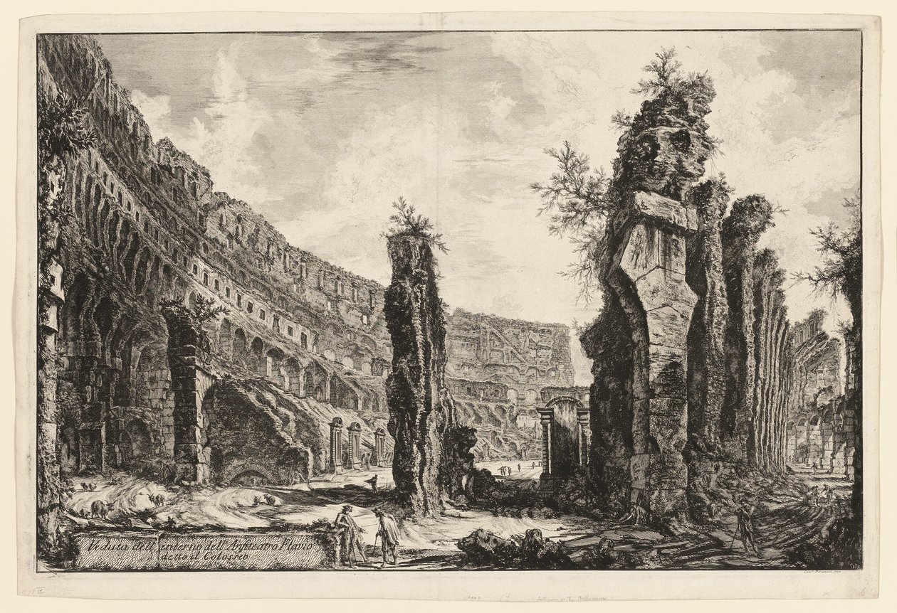 Interieur van het Colosseum, uit Zichten op Rome door Giovanni Battista Piranesi