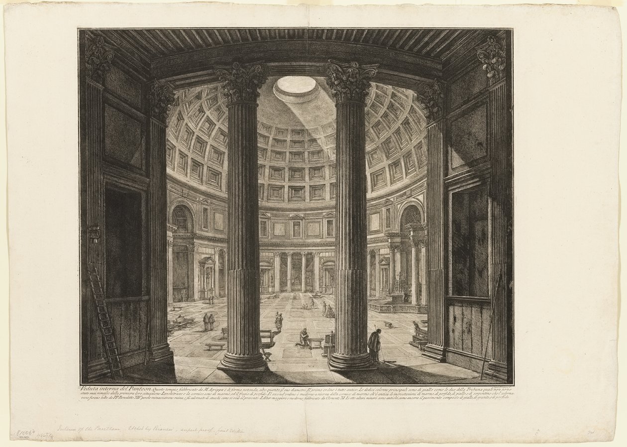 Interieur van het Pantheon, uit Zichten van Rome door Giovanni Battista Piranesi