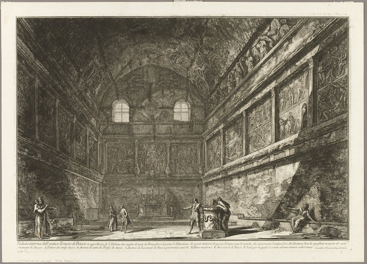 Interieur van de oude Tempel van Bacchus, nu de kerk van S. Urbano, twee mijl van Rome, uit Zichten van Rome door Giovanni Battista Piranesi