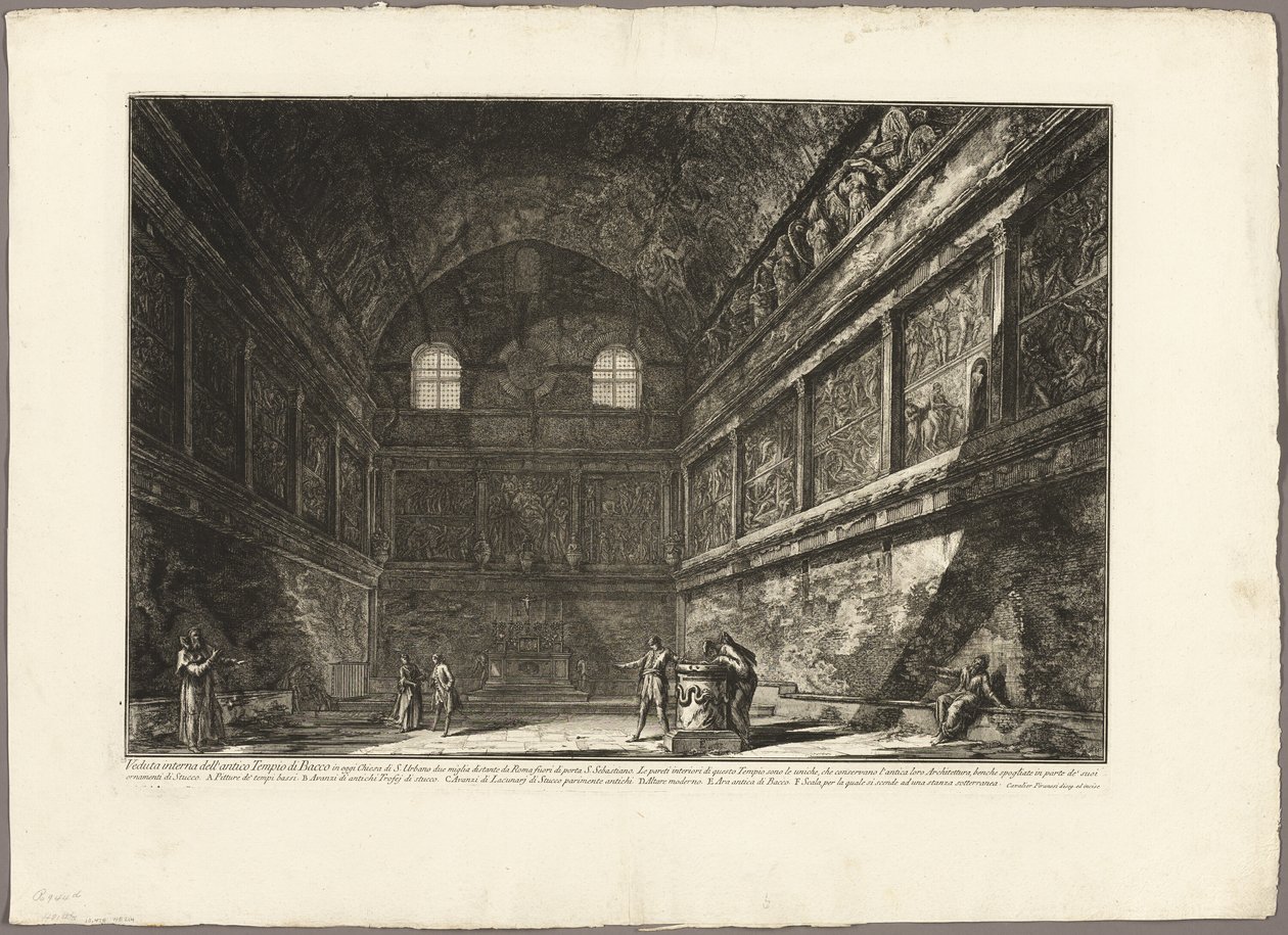 Interieur van de oude Tempel van Bacchus, nu de kerk van S. Urbano, twee mijl van Rome, uit Gezicht op Rome door Giovanni Battista Piranesi