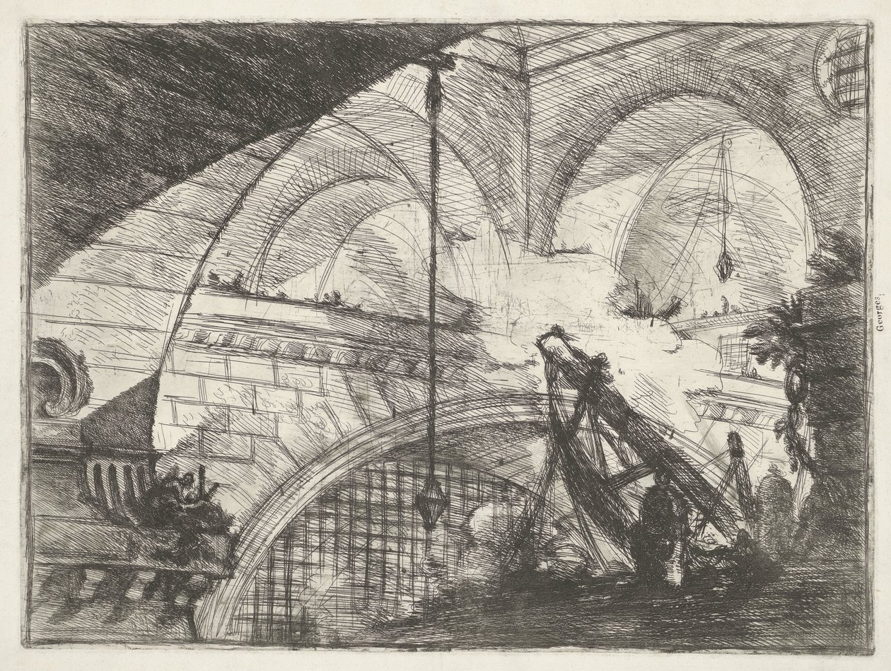 Kerker met hijsinstallatie door Giovanni Battista Piranesi