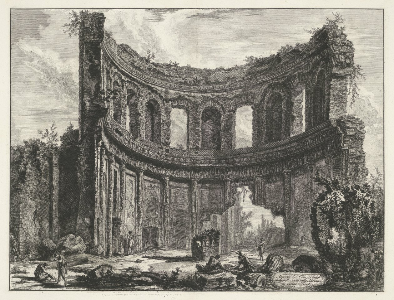 Kleine paleis in Villa Adriana te Tivoli door Giovanni-Battista Piranesi
