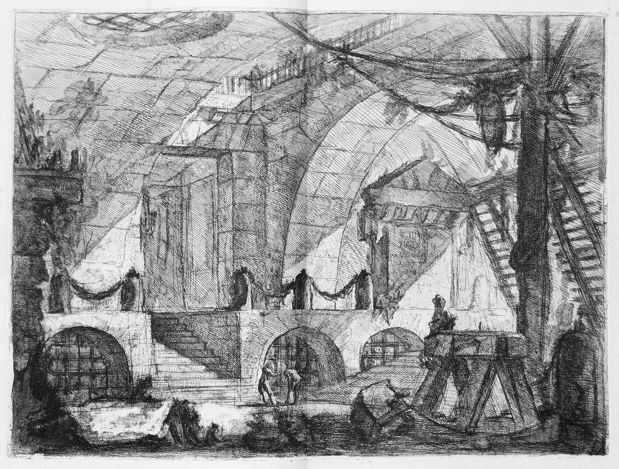 De Gevangenissen van de Uitvinding, Plaat XII: De zaagbok door Giovanni Battista Piranesi