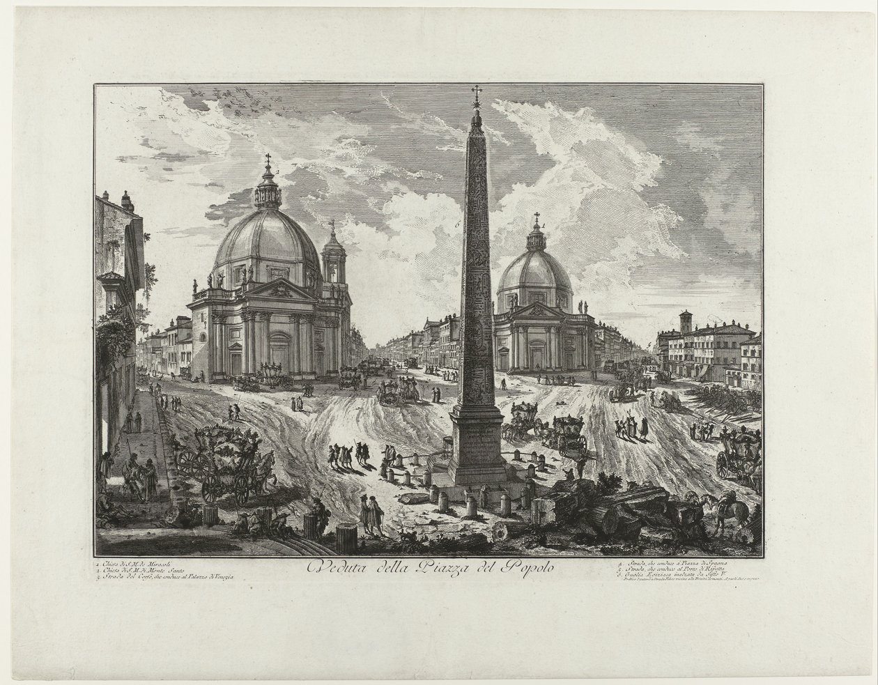 Piazza del Popolo te Rome door Giovanni-Battista Piranesi