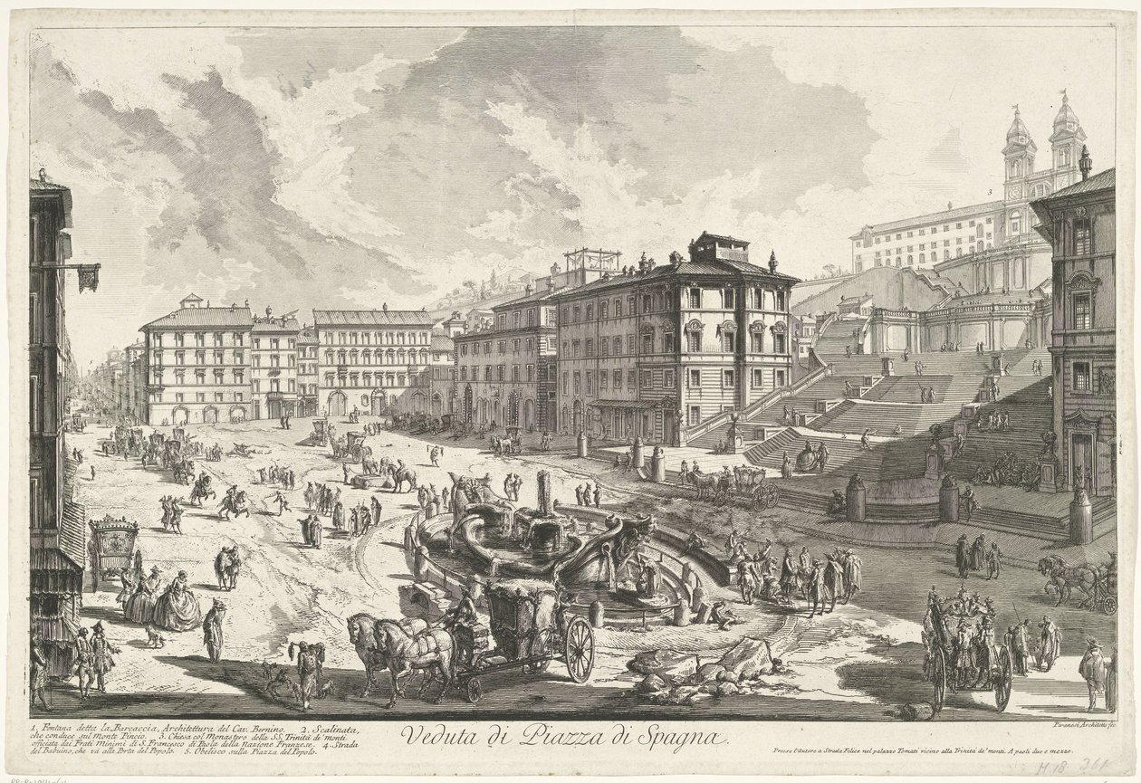 Piazza di Spagna te Rome door Giovanni Battista Piranesi