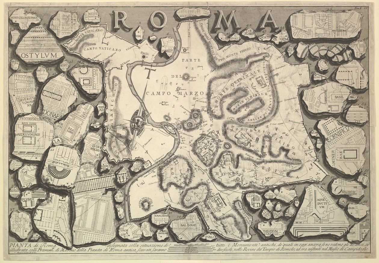Plan van Rome, uit Le Antichità Romane door Giovanni Battista Piranesi