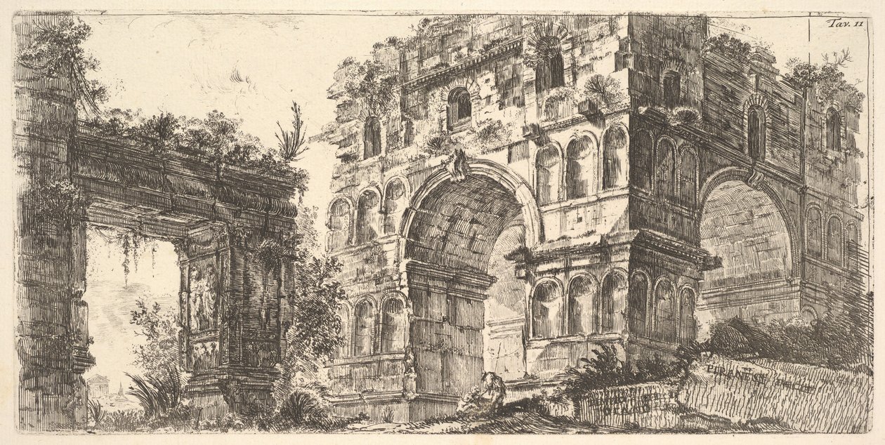 Plaat 11: Tempel van Janus Tempio di Giano uit de serie Antichita Romana door Giovanni Battista Piranesi