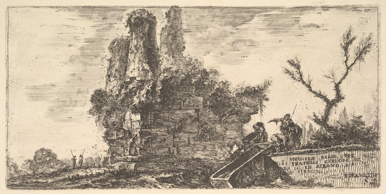 Graf van de drie Curiatii broers in Albano door Giovanni Battista Piranesi