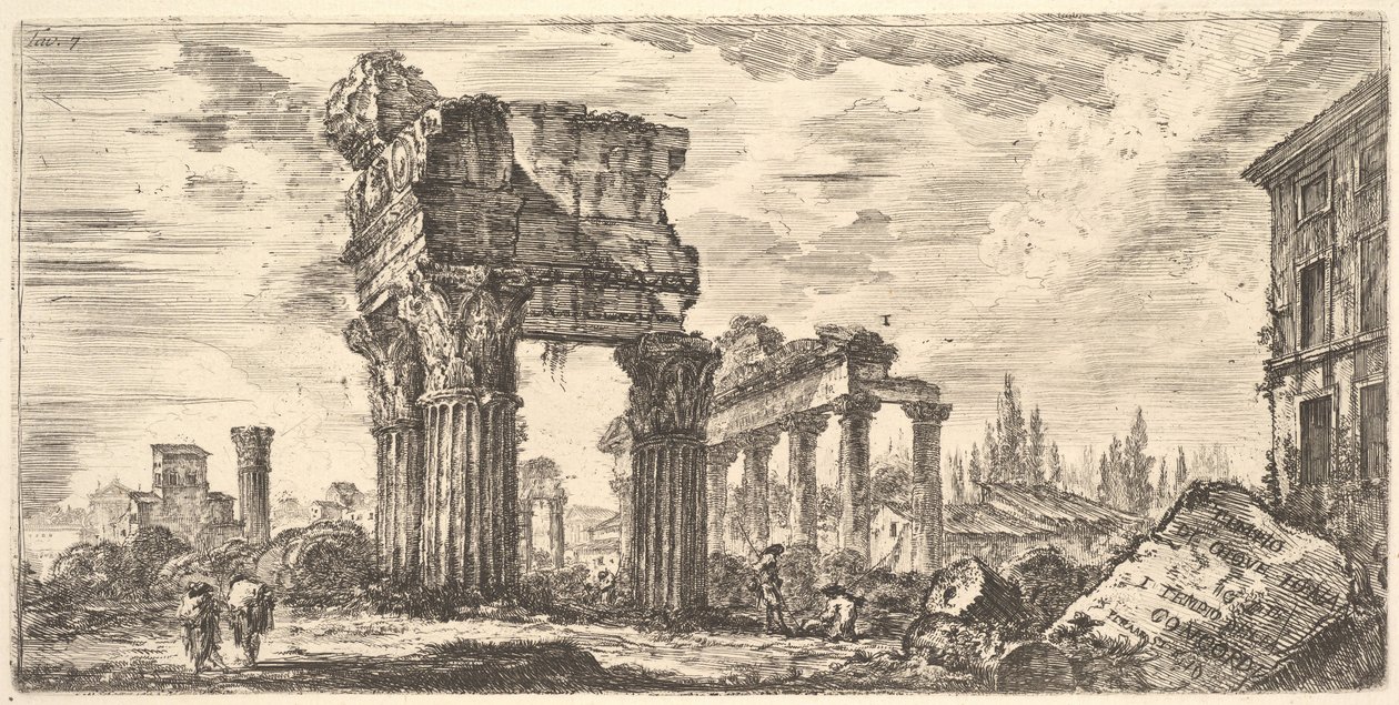 Tempel van Jupiter Tonans Jupiter de Donderaar. 1. Tempel van Concord. Temp... door Giovanni Battista Piranesi