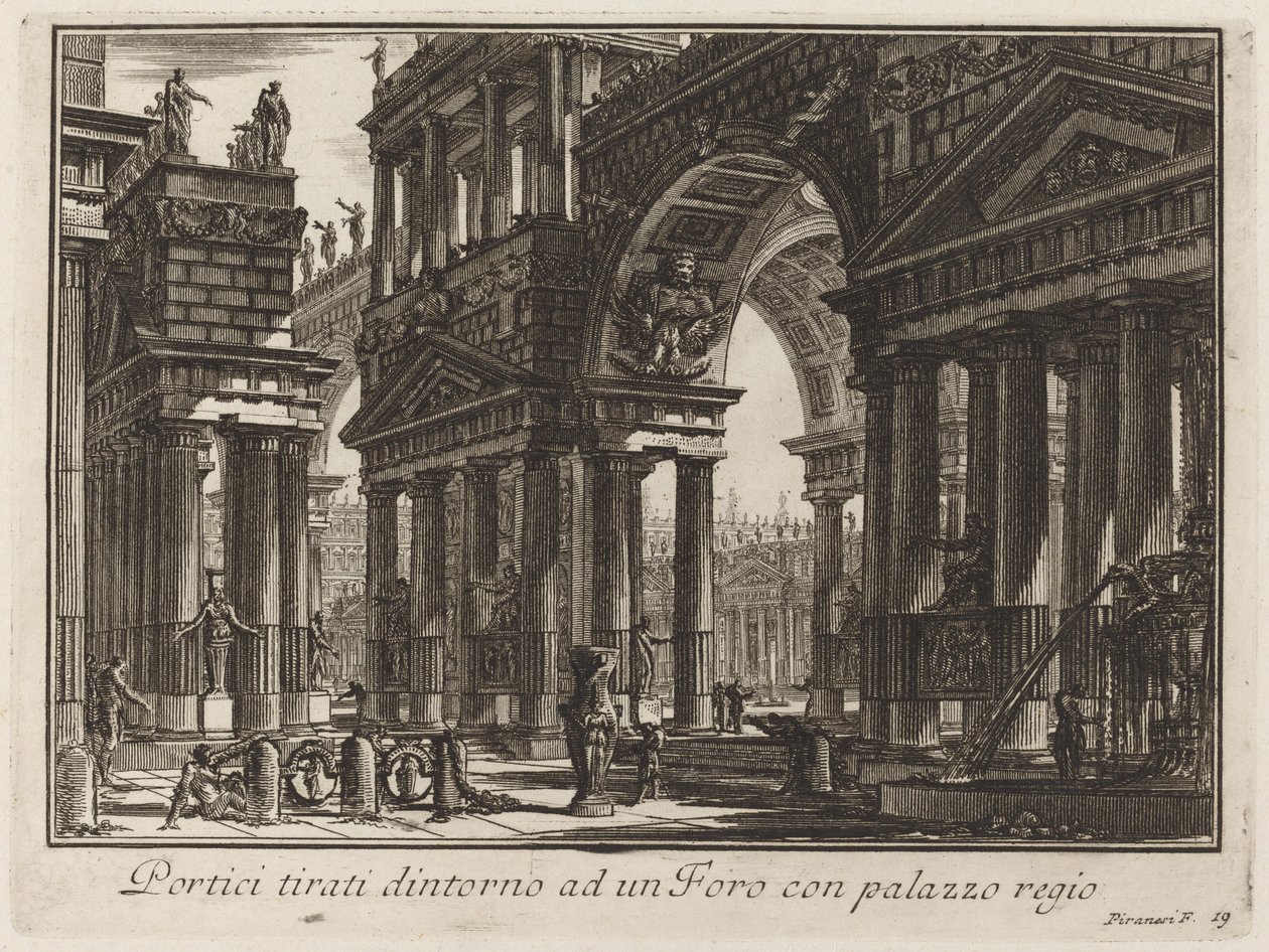 Portieken Rondom een Forum met Koninklijk Paleis door Giovanni-Battista Piranesi