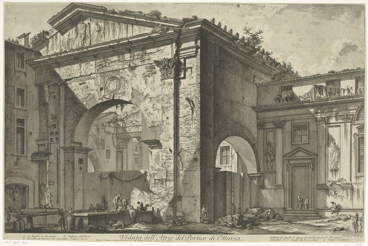 Porticus van Octavia te Rome (Gezichten op Rome) door Giovanni Battista Piranesi