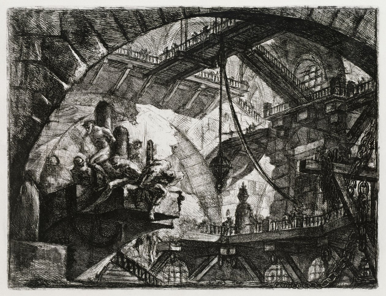Gevangenen op een uitspringend platform door Giovanni Battista Piranesi