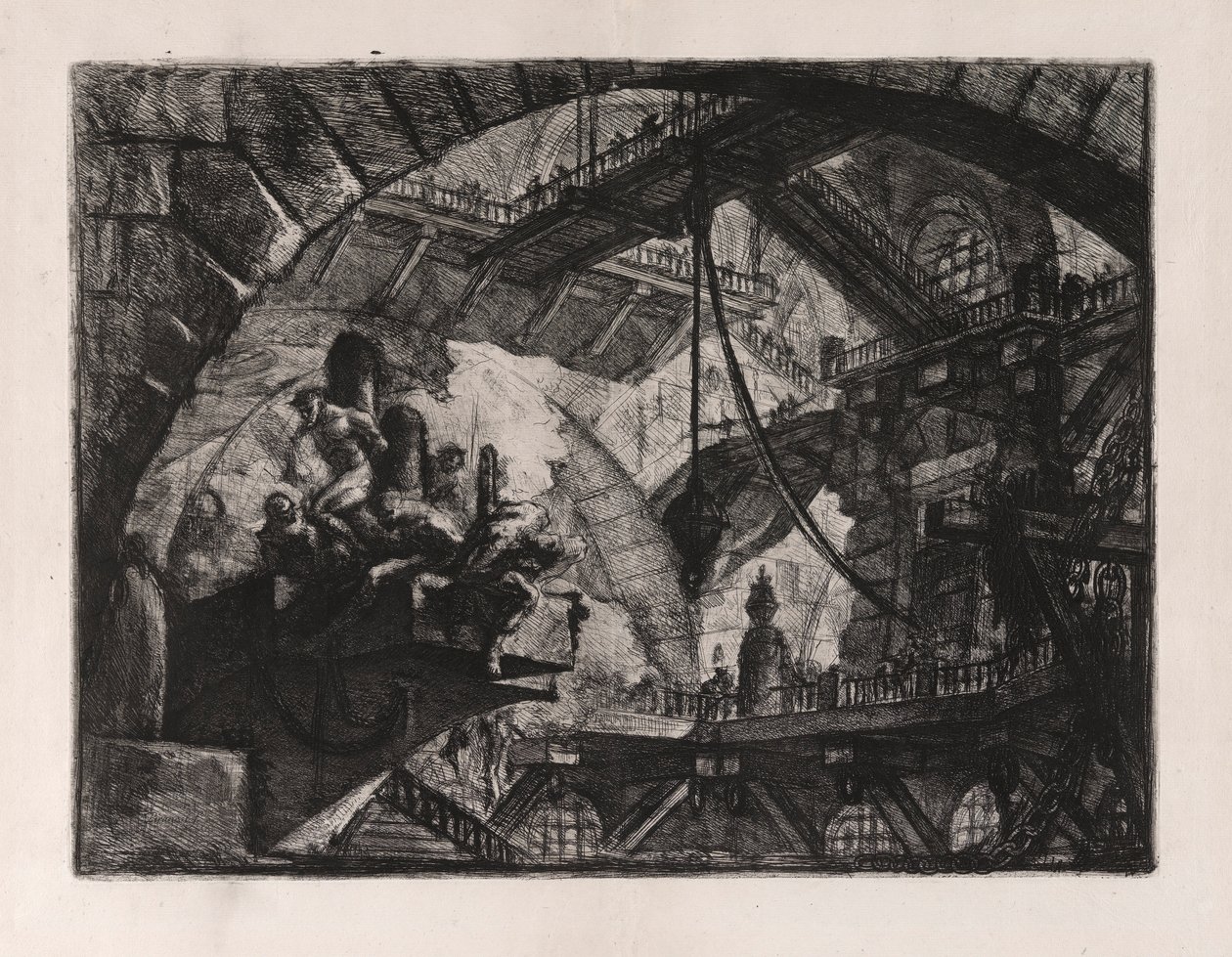 Gevangenen op een uitstekende platform, plaat 10 uit Carceri d door Giovanni Battista Piranesi