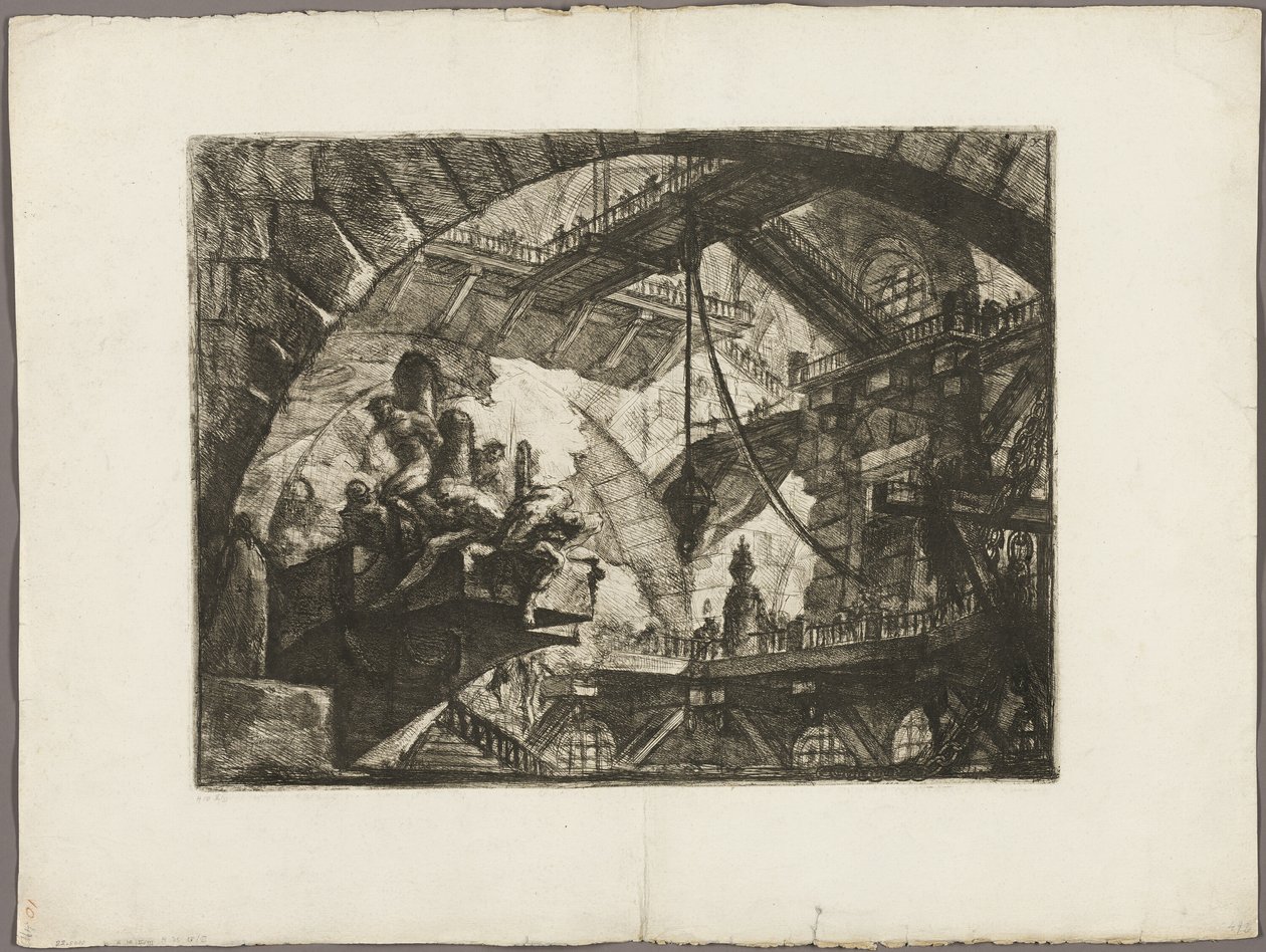 Gevangenen op een uitstekende platform, plaat 10 uit Imaginaire gevangenissen door Giovanni Battista Piranesi