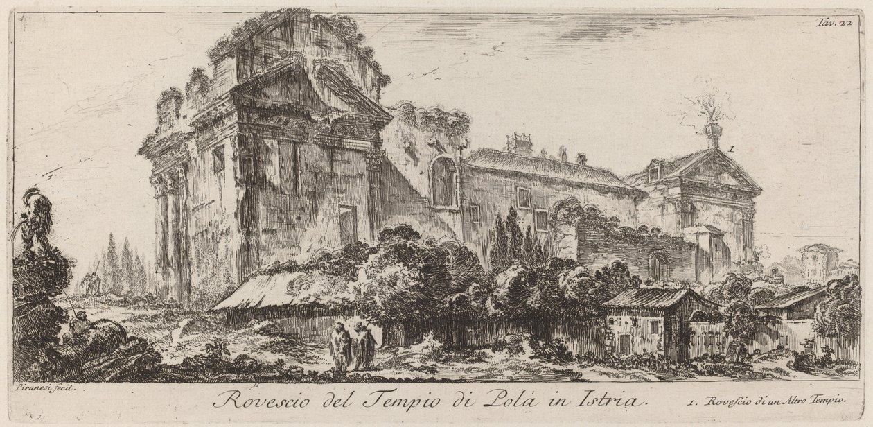 Achterkant van de Tempel van Pola in Istrië door Giovanni Battista Piranesi