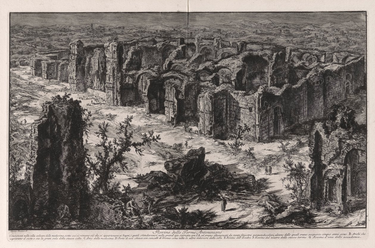 Ruïnes van de Antoninische Baden (Caracalla-baden) door Giovanni Battista Piranesi