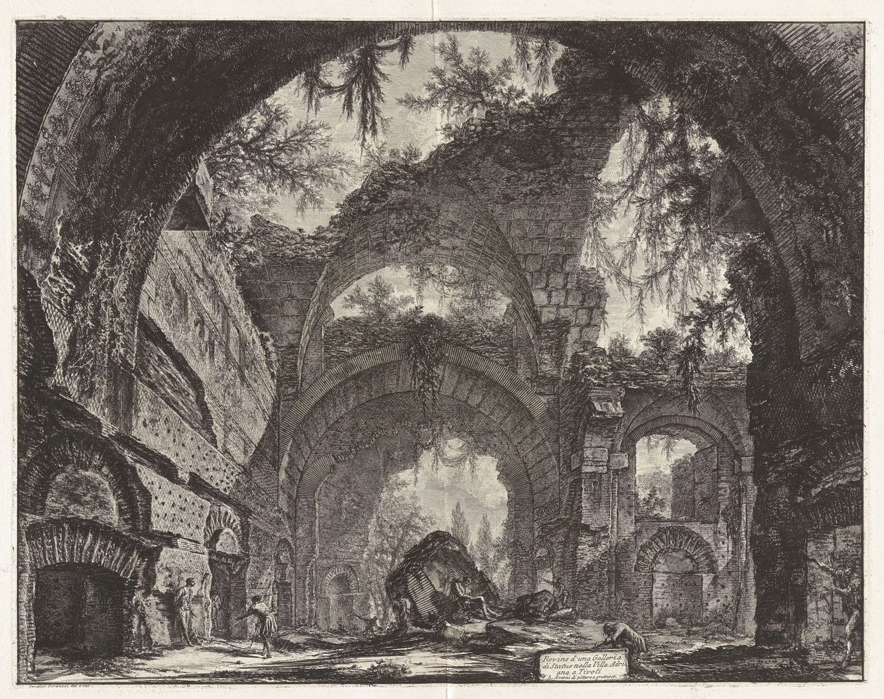 Ruïnes van een beeldengalerij in de Villa Adriana te Tivoli [eigenlijk de grote thermen], uit Vedute di Roma (Gezichten op Rome) door Giovanni Battista Piranesi