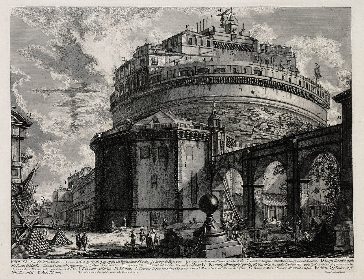 Achteraanzicht van het Mausoleum van Hadrianus, nu Castel Sant