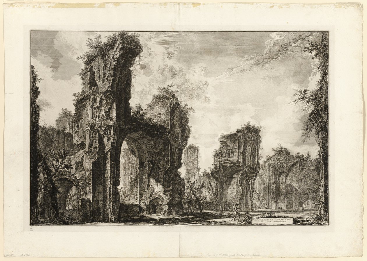 Ruïnes van de Xystus, de centrale hal van de Antonijnse Baden, uit Zichten op Rome door Giovanni Battista Piranesi