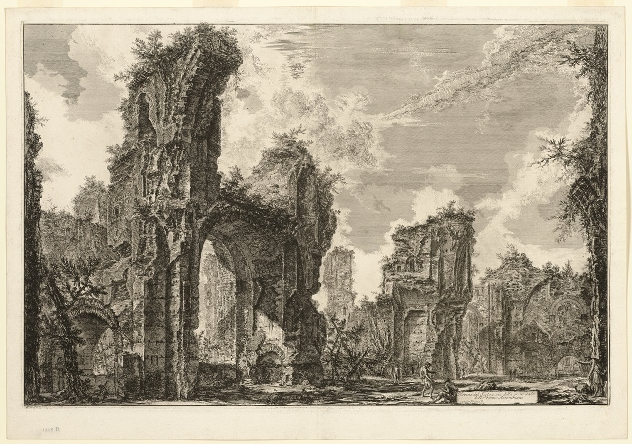 Ruïnes van de Xystus [een lange open portiek gebruikt voor atletische oefeningen], de centrale hal van de Antonijnse Baden [De Baden van Caracalla], uit Zichten van Rome door Giovanni Battista Piranesi