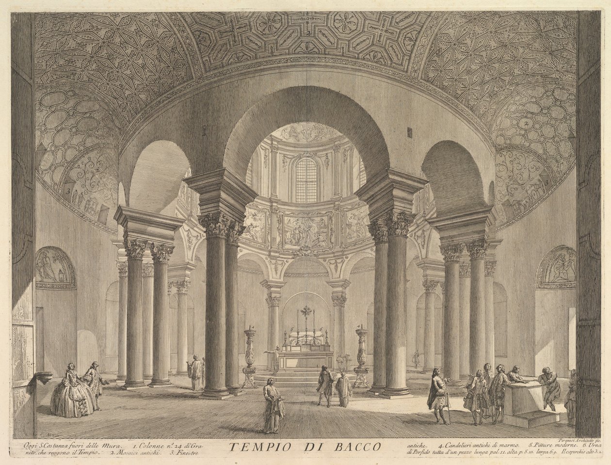 S. Constanza ten onrechte Tempel van Bacchus genoemd Veduta interna del Sepolcro di S..., ca. 1756 door Giovanni Battista Piranesi