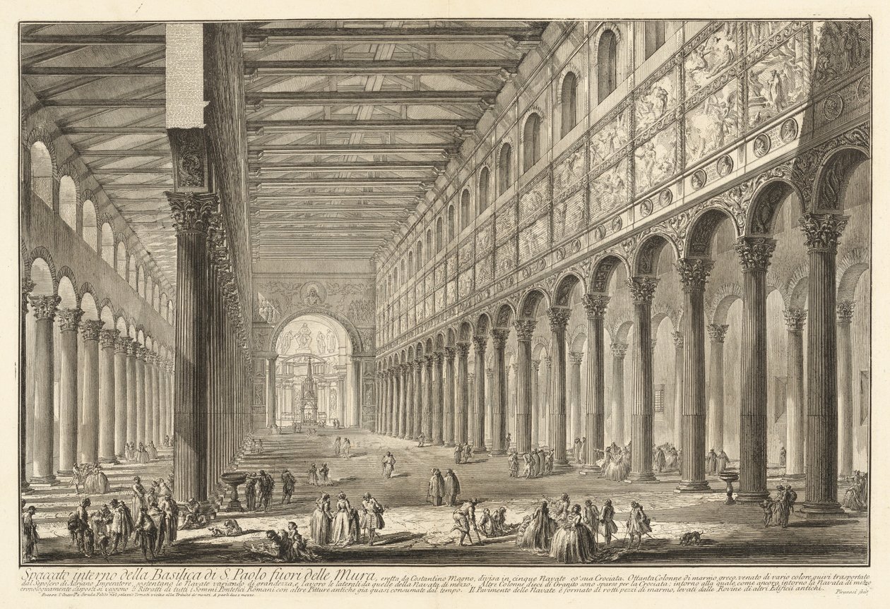 Interne Doorsnede van de Basiliek van S. Paolo buiten de Muren door Giovanni Battista Piranesi
