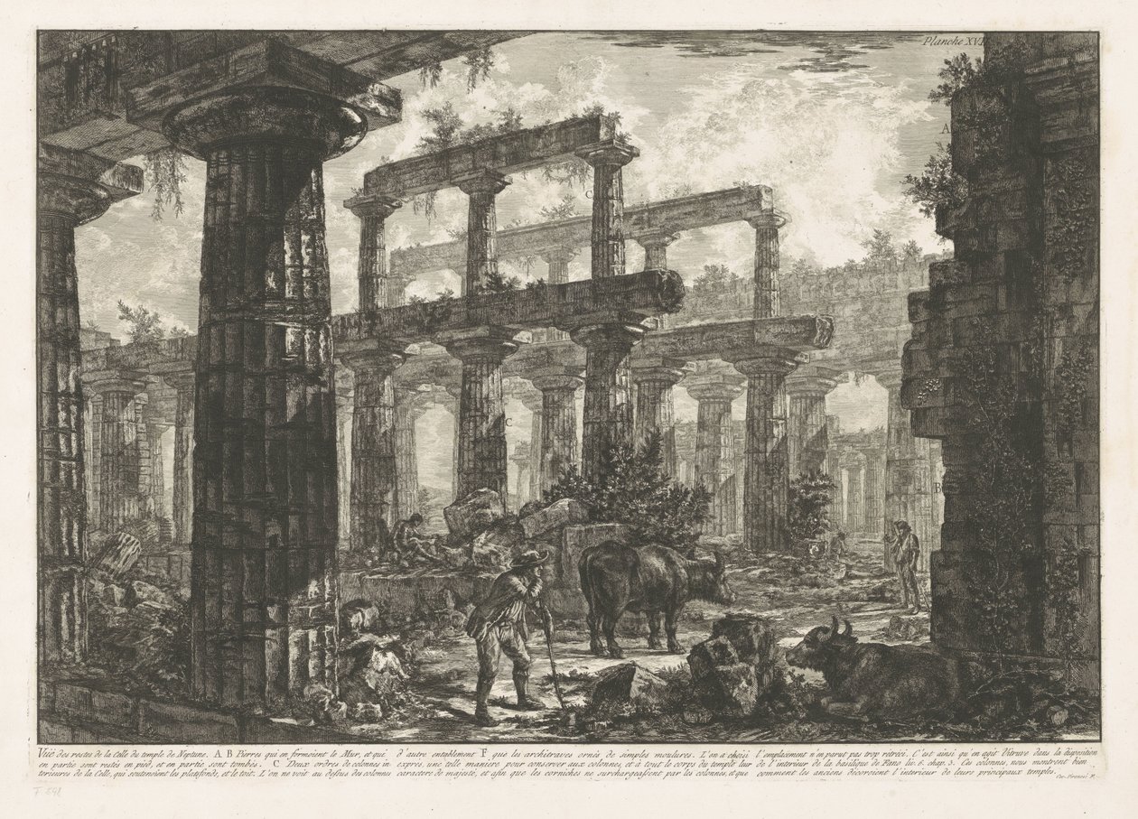 Tempel van Neptunus te Paestum door Giovanni Battista Piranesi