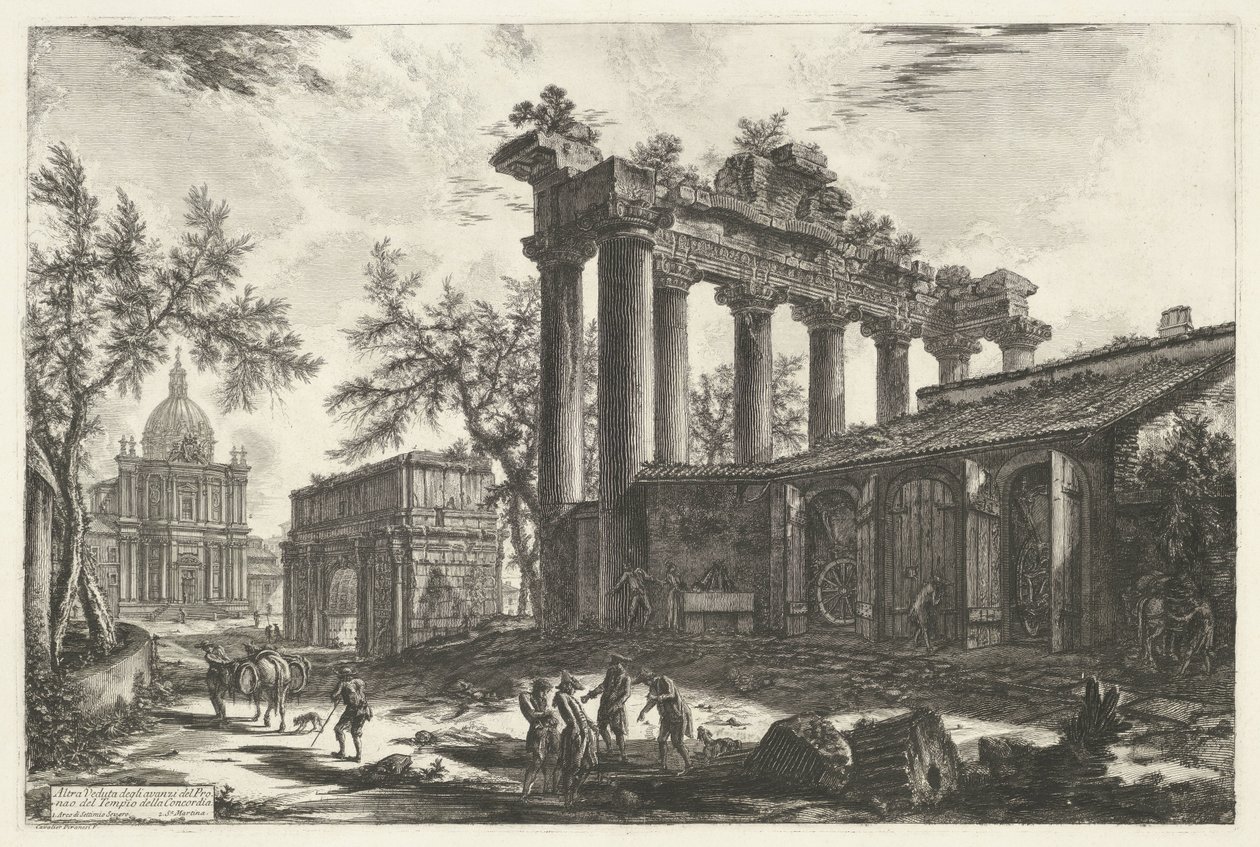 Tempel van Saturnus te Rome door Giovanni Battista Piranesi