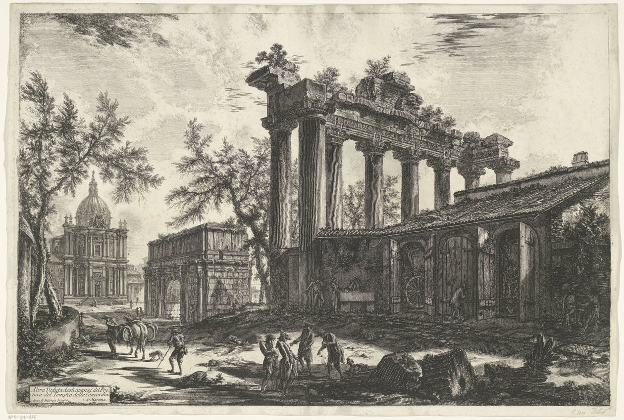 Tempel van Saturnus te Rome door Giovanni-Battista Piranesi