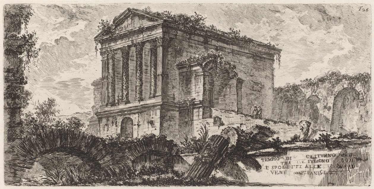 Tempel van Clitumno tussen Foligno en Spoleto door Giovanni Battista Piranesi
