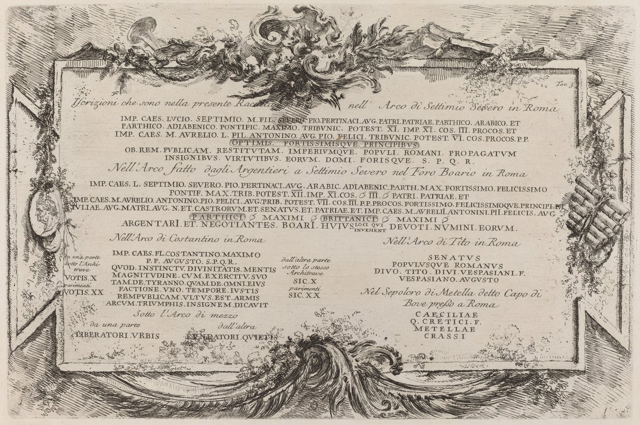 Tekstplaat door Giovanni Battista Piranesi