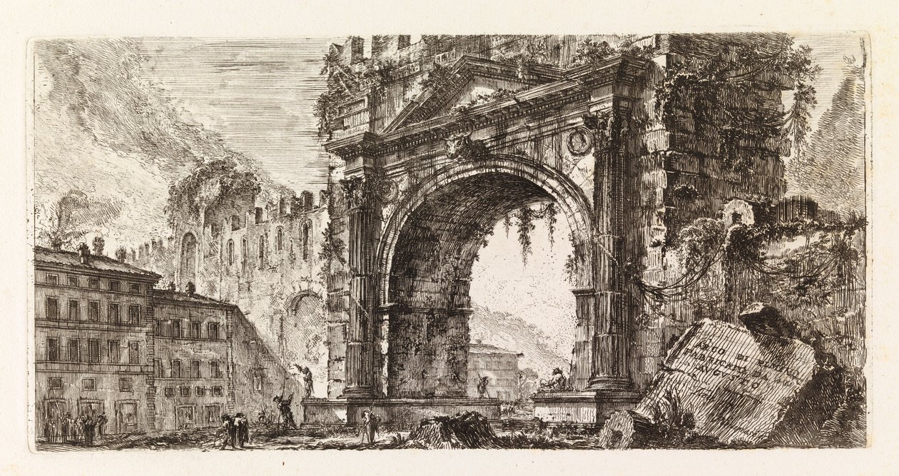 De Boog van Augustus in Rimini, uit de serie Alcune vedute di Archi Trionfali, ed altri monumenti door Giovanni Battista Piranesi