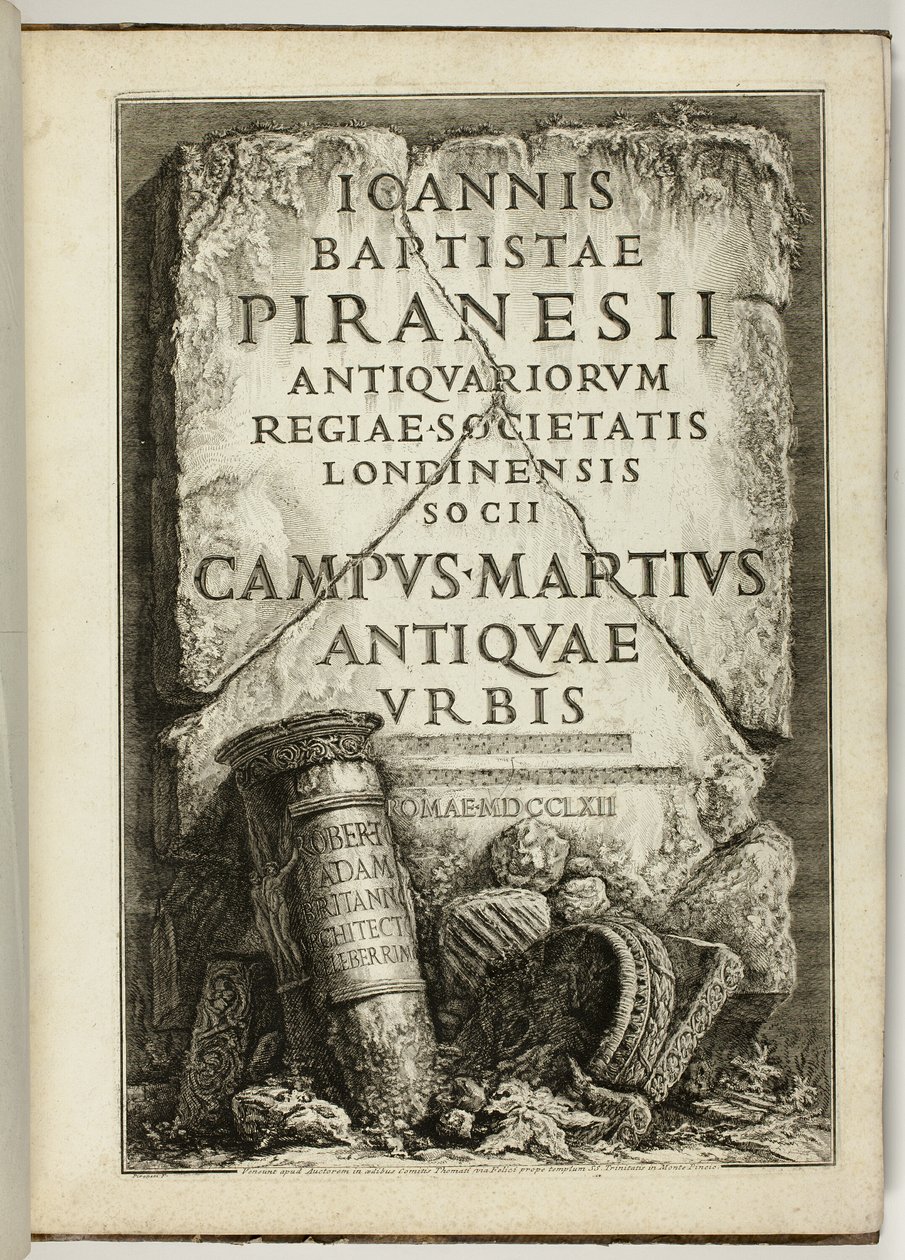 Het Marsveld van het oude Rome, het werk van G.B. Piranesi, lid van de Royal Society of Antiquaries, Londen door Giovanni Battista Piranesi